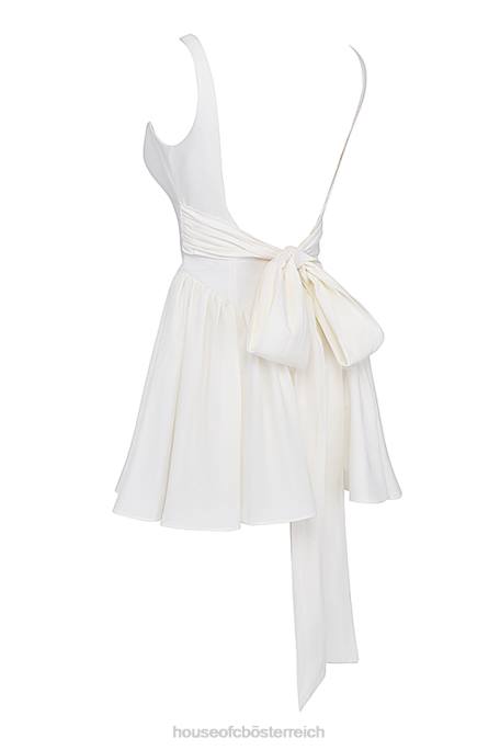 House of CB Kleidung Z26T237 Florianne Minikleid mit elfenbeinfarbener Schleife