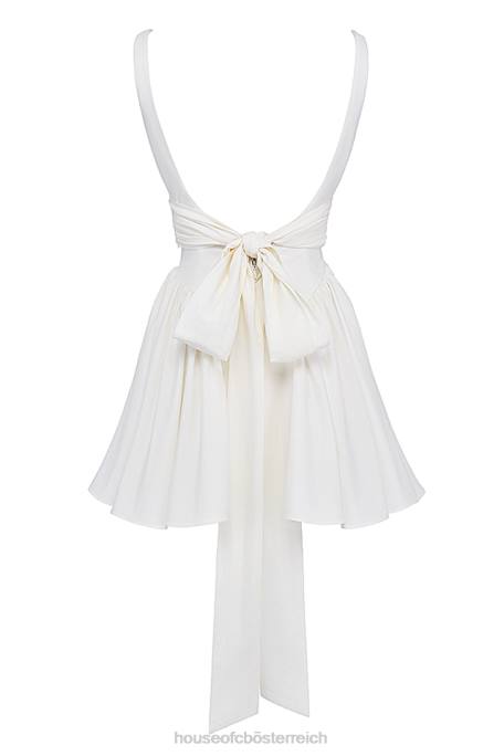 House of CB Kleidung Z26T237 Florianne Minikleid mit elfenbeinfarbener Schleife