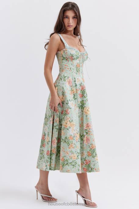 House of CB Kleidung Z26T249 Sabrina Bustier-Sommerkleid mit hellem Jade-Print