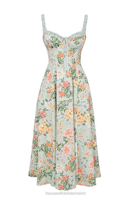 House of CB Kleidung Z26T249 Sabrina Bustier-Sommerkleid mit hellem Jade-Print