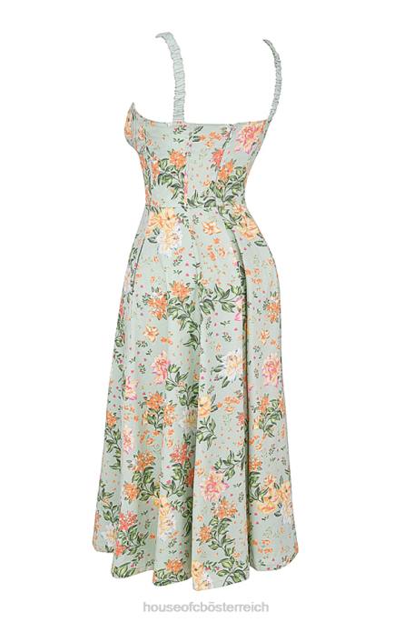 House of CB Kleidung Z26T249 Sabrina Bustier-Sommerkleid mit hellem Jade-Print