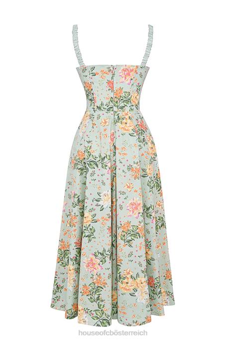 House of CB Kleidung Z26T249 Sabrina Bustier-Sommerkleid mit hellem Jade-Print