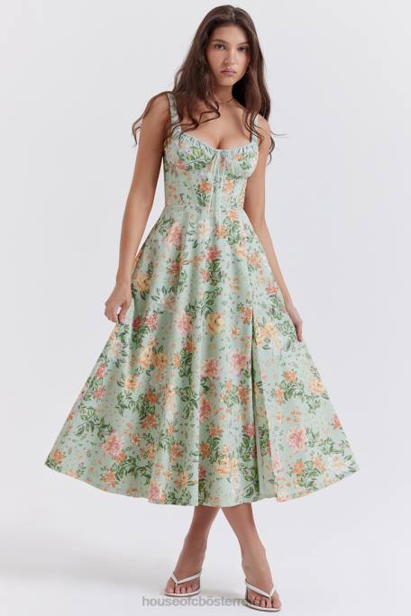 House of CB Kleidung Z26T249 Sabrina Bustier-Sommerkleid mit hellem Jade-Print