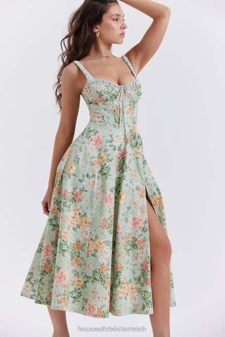 House of CB Kleidung Z26T249 Sabrina Bustier-Sommerkleid mit hellem Jade-Print