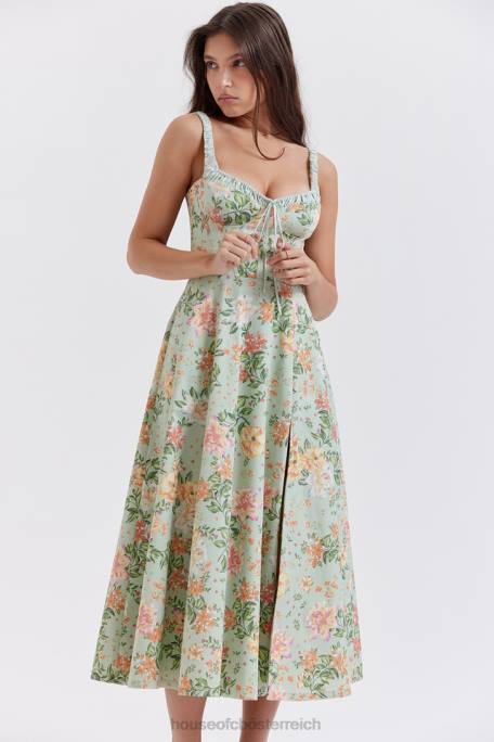 House of CB Kleidung Z26T249 Sabrina Bustier-Sommerkleid mit hellem Jade-Print