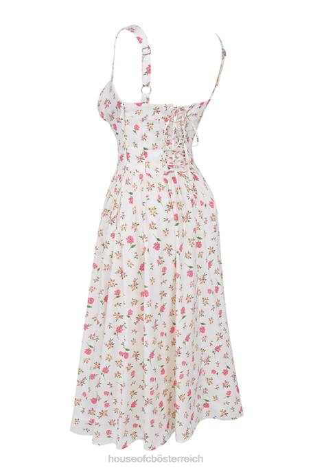 House of CB Kleidung Z26T251 Tatiana Midi-Sommerkleid mit Rosendruck