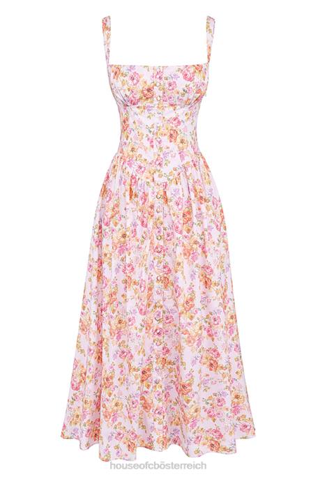 House of CB Kleidung Z26T252 Tatiana Midi-Sommerkleid mit rosa Print