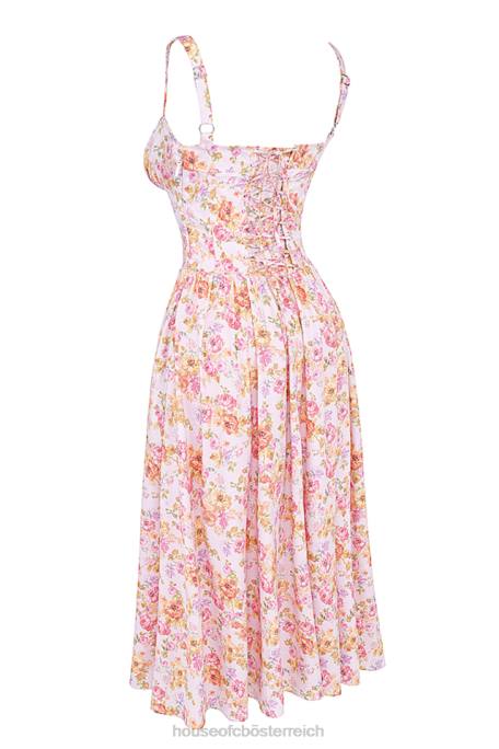 House of CB Kleidung Z26T252 Tatiana Midi-Sommerkleid mit rosa Print