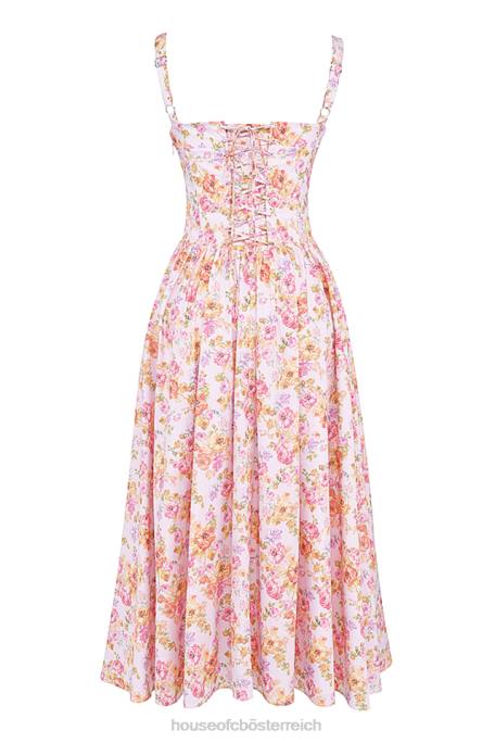 House of CB Kleidung Z26T252 Tatiana Midi-Sommerkleid mit rosa Print