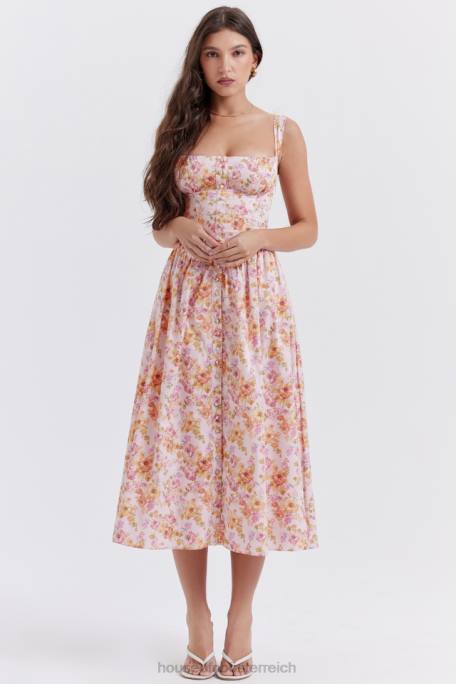 House of CB Kleidung Z26T252 Tatiana Midi-Sommerkleid mit rosa Print