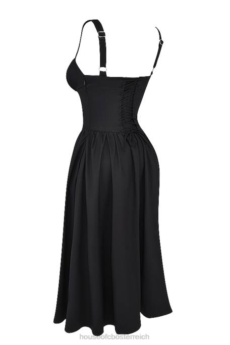 House of CB Kleidung Z26T253 Tatiana schwarzes Midi-Sommerkleid