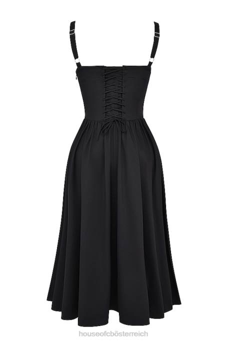 House of CB Kleidung Z26T253 Tatiana schwarzes Midi-Sommerkleid