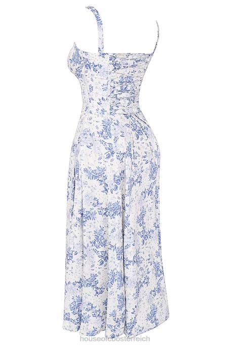 House of CB Kleidung Z26T260 Carmen Blue Print Bustier-Sommerkleid