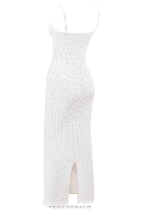 House of CB Kleidung Z26T262 Myla weißes Strick-Maxikleid