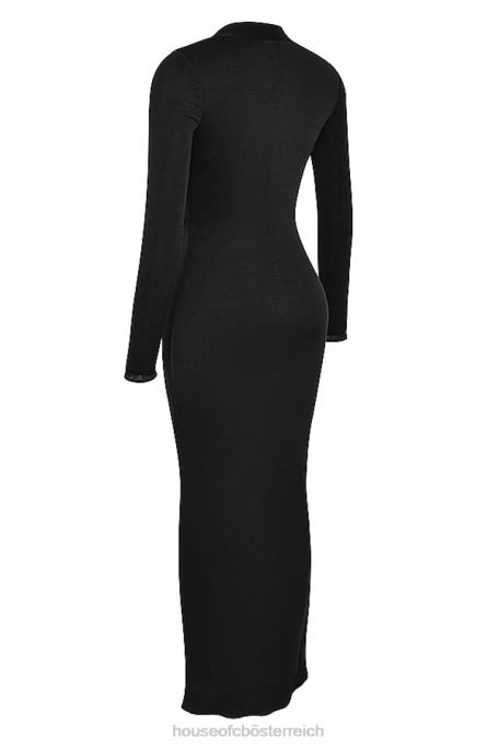 House of CB Kleidung Z26T274 Schwarzes drapiertes Maxikleid von Saskia