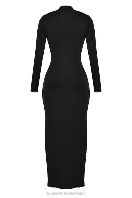 House of CB Kleidung Z26T274 Schwarzes drapiertes Maxikleid von Saskia