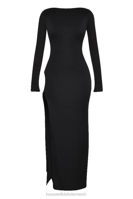 House of CB Kleidung Z26T281 Schwarzes Marella-Maxikleid mit Ausschnitten