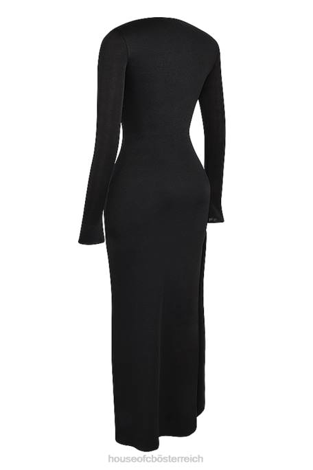 House of CB Kleidung Z26T281 Schwarzes Marella-Maxikleid mit Ausschnitten