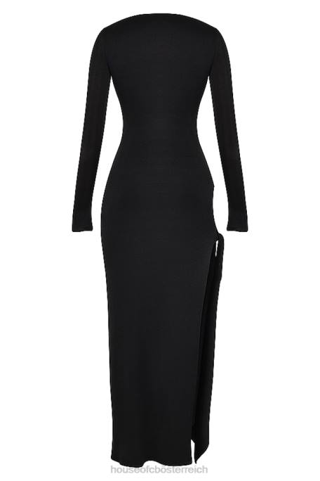 House of CB Kleidung Z26T281 Schwarzes Marella-Maxikleid mit Ausschnitten