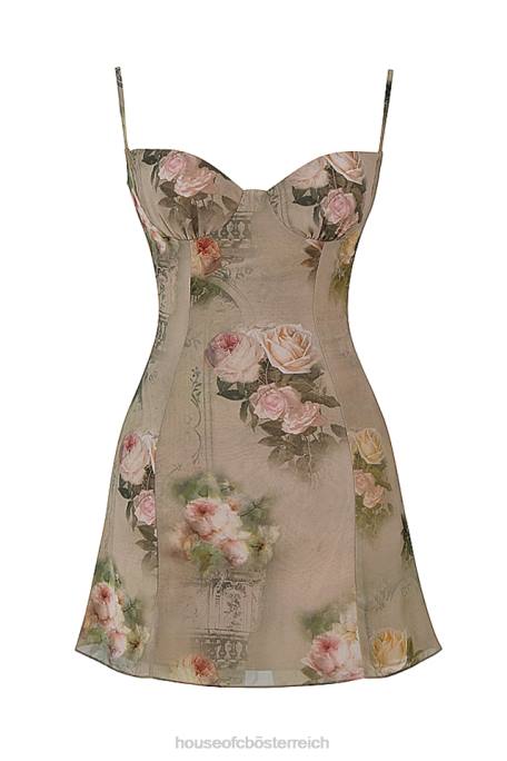 House of CB Kleidung Z26T282 Christiana Vintage Minikleid mit Blumenmuster