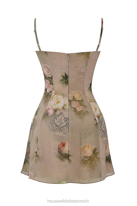 House of CB Kleidung Z26T282 Christiana Vintage Minikleid mit Blumenmuster