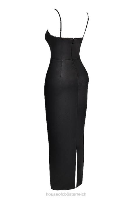 House of CB Kleidung Z26T284 Stefania schwarzes Korsett-Maxikleid