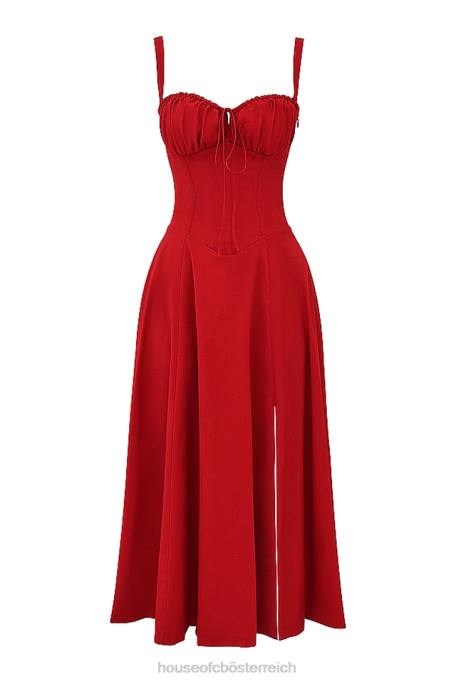 House of CB Kleidung Z26T292 Carmen rotes Rosen-Bustier-Sommerkleid