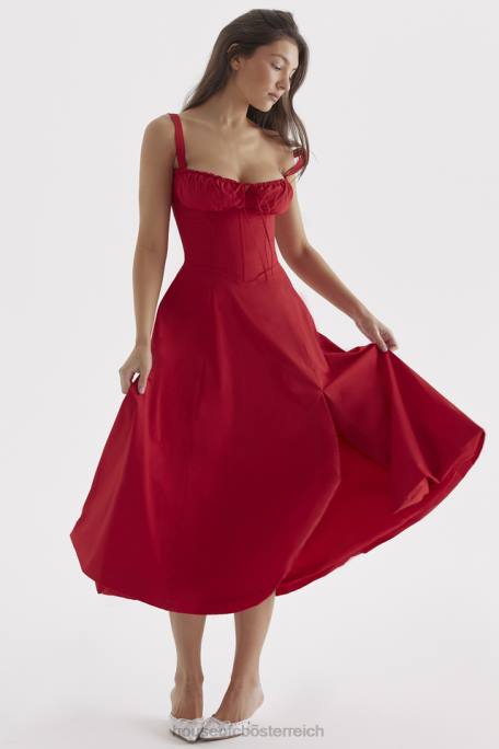 House of CB Kleidung Z26T292 Carmen rotes Rosen-Bustier-Sommerkleid