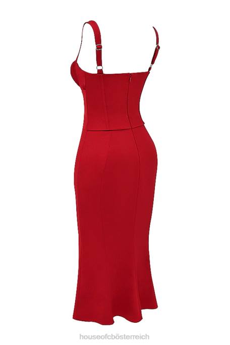 House of CB Kleidung Z26T304 Valencia rotes Rosenkorsettkleid