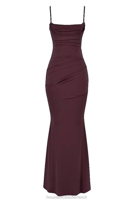 House of CB Kleidung Z26T307 Milena Dark Cherry Korsett-Maxikleid