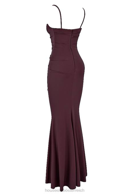 House of CB Kleidung Z26T307 Milena Dark Cherry Korsett-Maxikleid