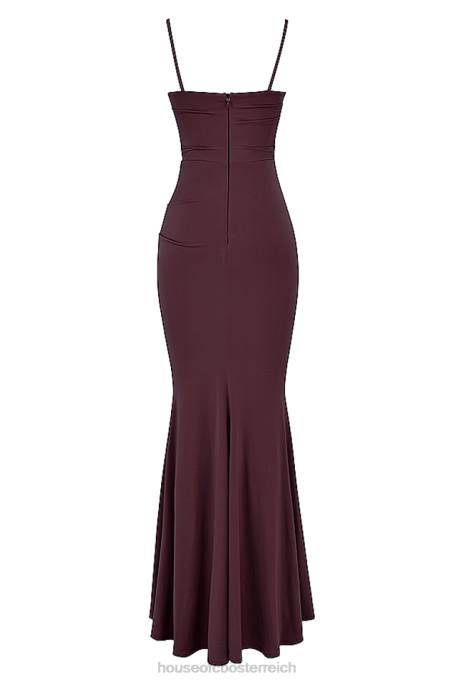 House of CB Kleidung Z26T307 Milena Dark Cherry Korsett-Maxikleid