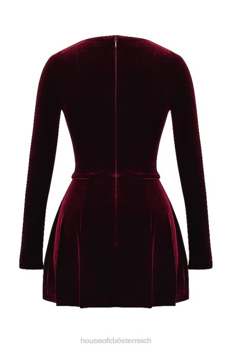 House of CB Kleidung Z26T309 Veronica Black Cherry Minikleid mit Biesen