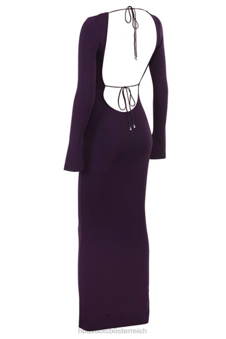 House of CB Kleidung Z26T318 Keana Grape Maxikleid aus Rippstrick