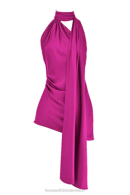 House of CB Kleidung Z26T320 Aida-Kleid in Pink mit asymmetrischem Wickelausschnitt