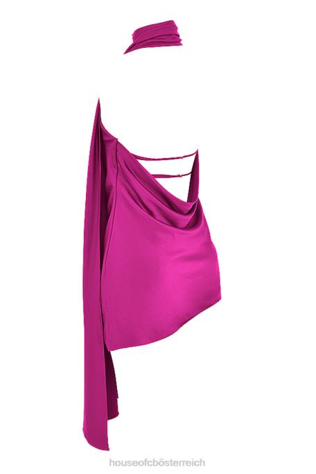 House of CB Kleidung Z26T320 Aida-Kleid in Pink mit asymmetrischem Wickelausschnitt