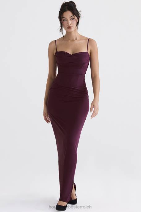 House of CB Kleidung Z26T324 Lani Merlot Korsett-Maxikleid