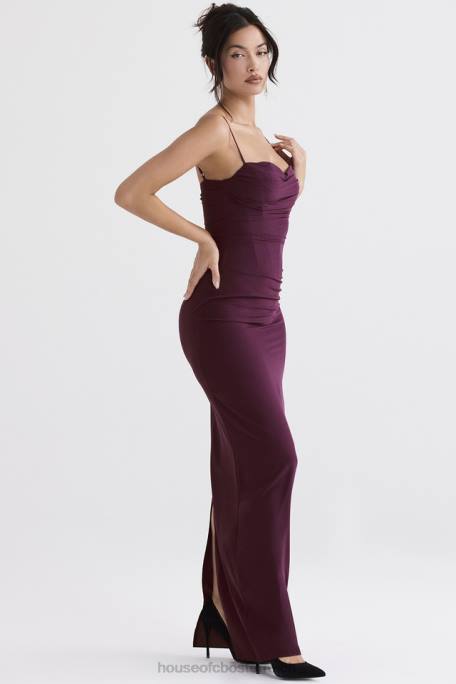 House of CB Kleidung Z26T324 Lani Merlot Korsett-Maxikleid