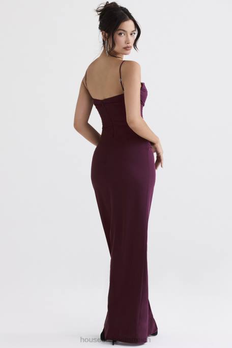 House of CB Kleidung Z26T324 Lani Merlot Korsett-Maxikleid