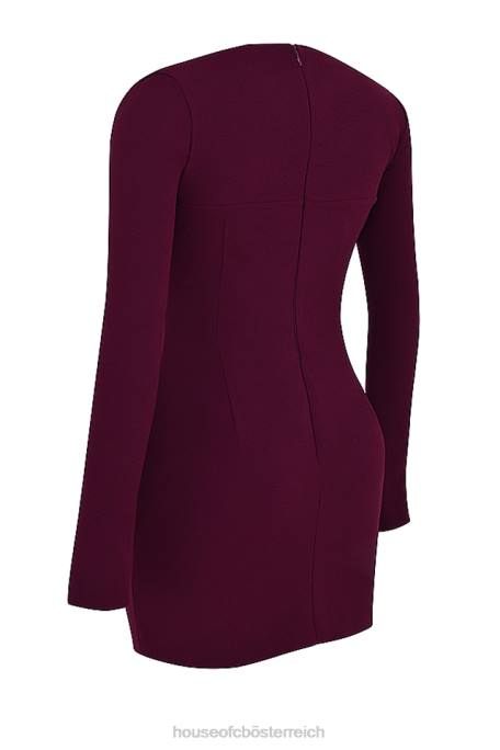 House of CB Kleidung Z26T325 Marcella Merlot-Korsettkleid mit tiefem Ausschnitt