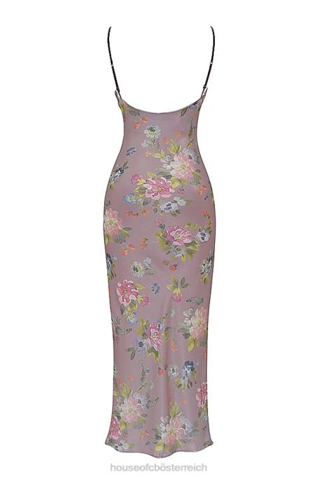 House of CB Kleidung Z26T328 Aria-Mauve-Maxikleid mit Blumenmuster