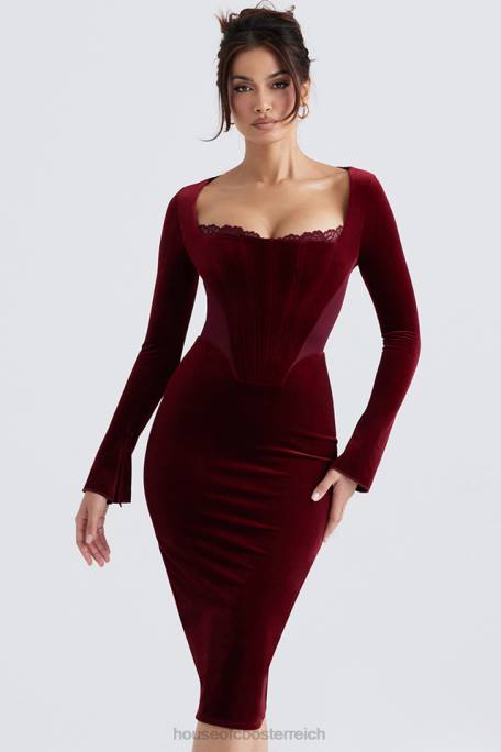 House of CB Kleidung Z26T338 Solaine weinfarbenes Korsettkleid aus Samt