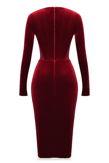 House of CB Kleidung Z26T338 Solaine weinfarbenes Korsettkleid aus Samt