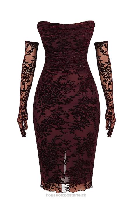 House of CB Kleidung Z26T351 Isadora Black Cherry Devore Korsettkleid