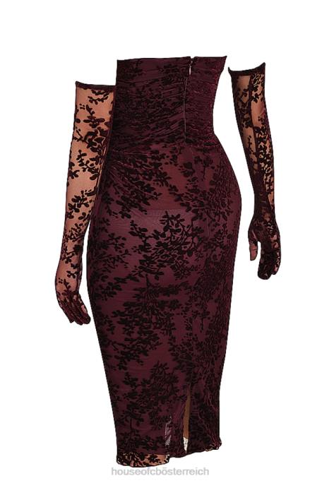 House of CB Kleidung Z26T351 Isadora Black Cherry Devore Korsettkleid