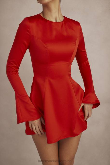 House of CB Kleidung Z26T352 Sacha-rotes Satin-Minikleid