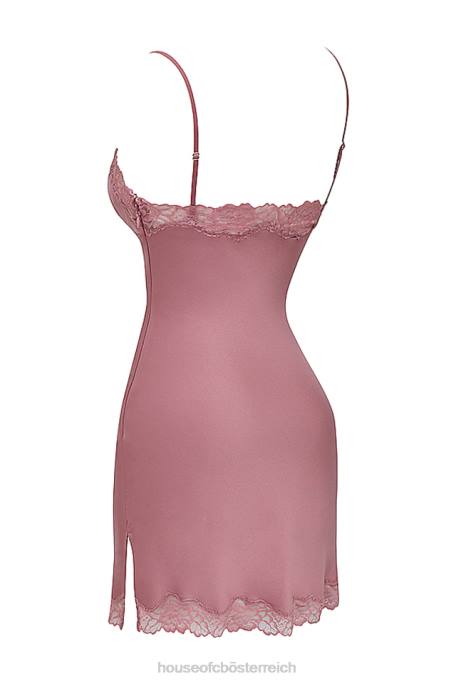 House of CB Kleidung Z26T369 Nia Rose – Unterkleid aus rosafarbenem Satin und Spitze