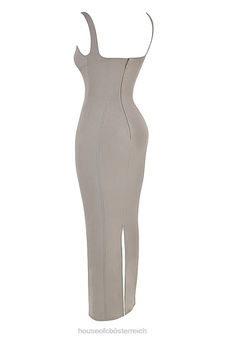 House of CB Kleidung Z26T371 rea rauch figurbetontes maxikleid