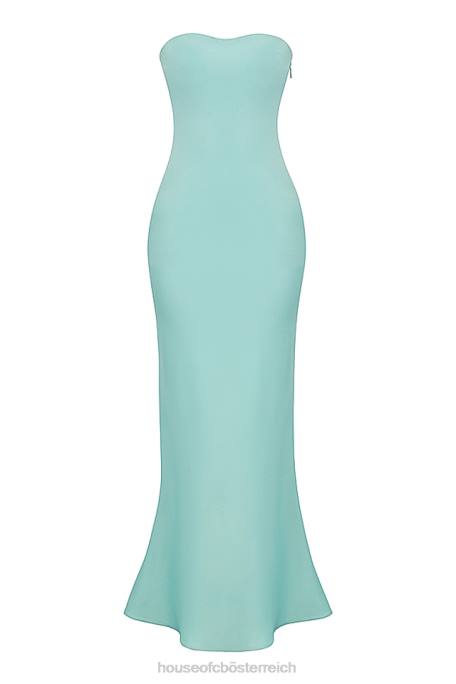 House of CB Kleidung Z26T408 Trägerloses Maxikleid aus Jade-Satin von Alette