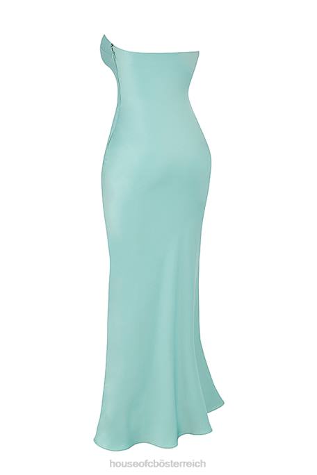 House of CB Kleidung Z26T408 Trägerloses Maxikleid aus Jade-Satin von Alette